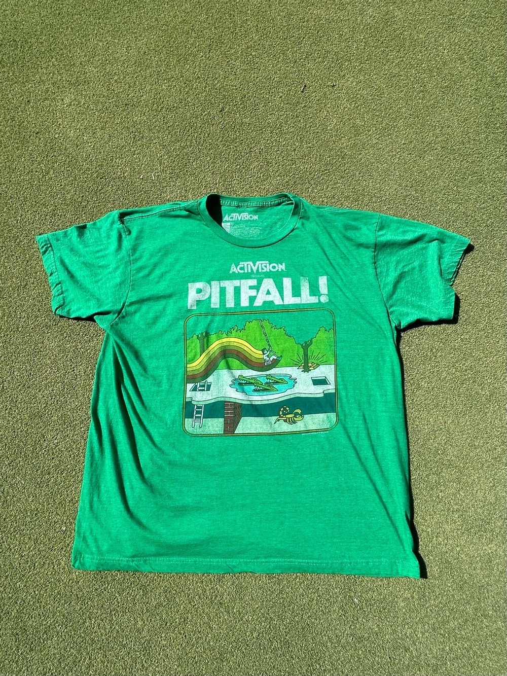 Activision Pitfall! Green Short Sleeve Tee, Size XL